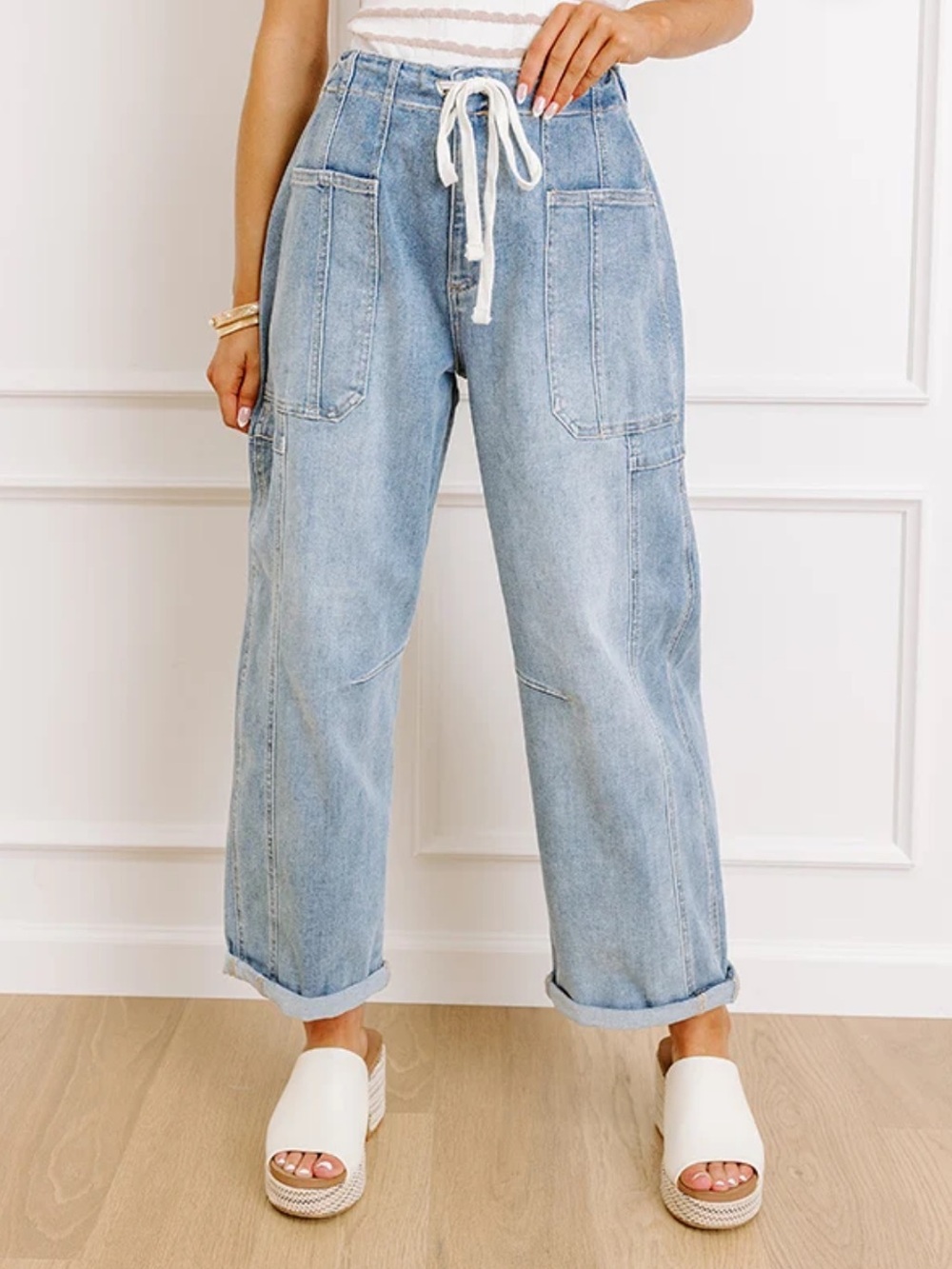 RISEN LILLIAN HIGH WAIST BARREL LEG CARGO JEAN SIZE 29